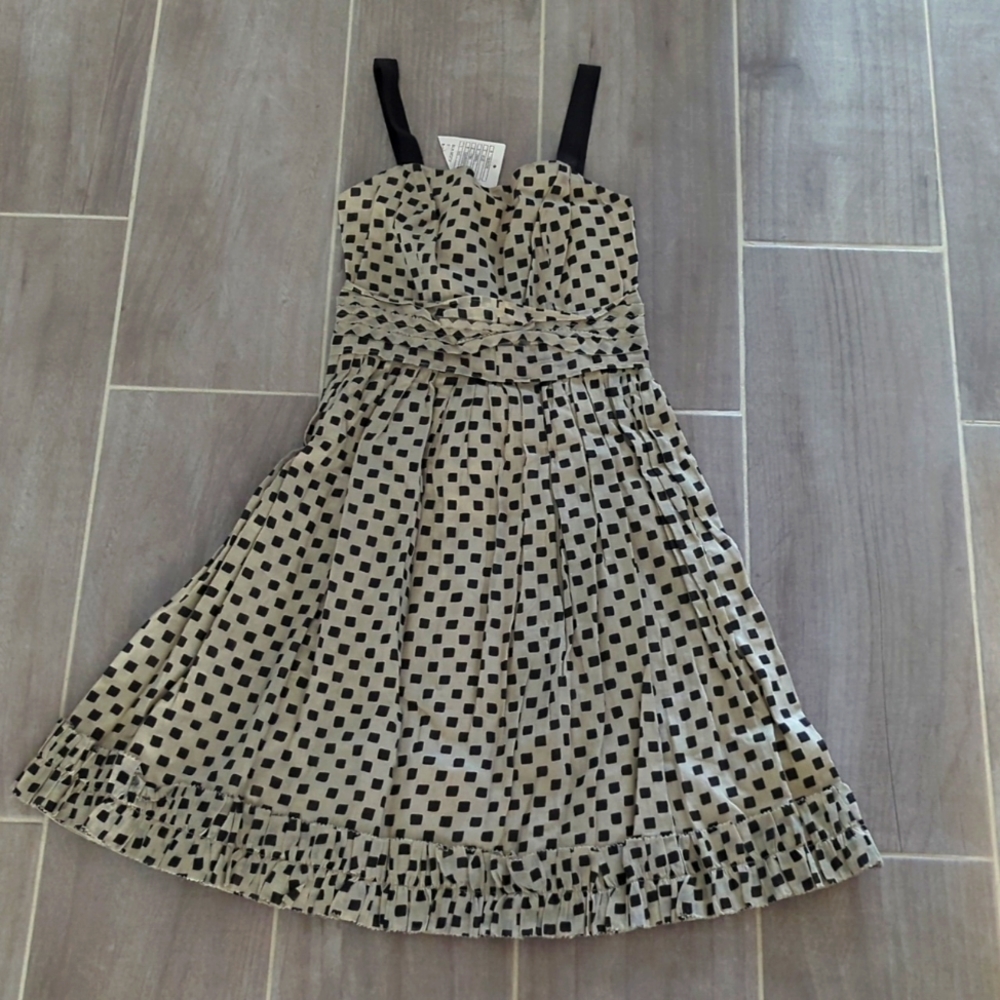 NWT Anthropologie black and silver dotted flare dress